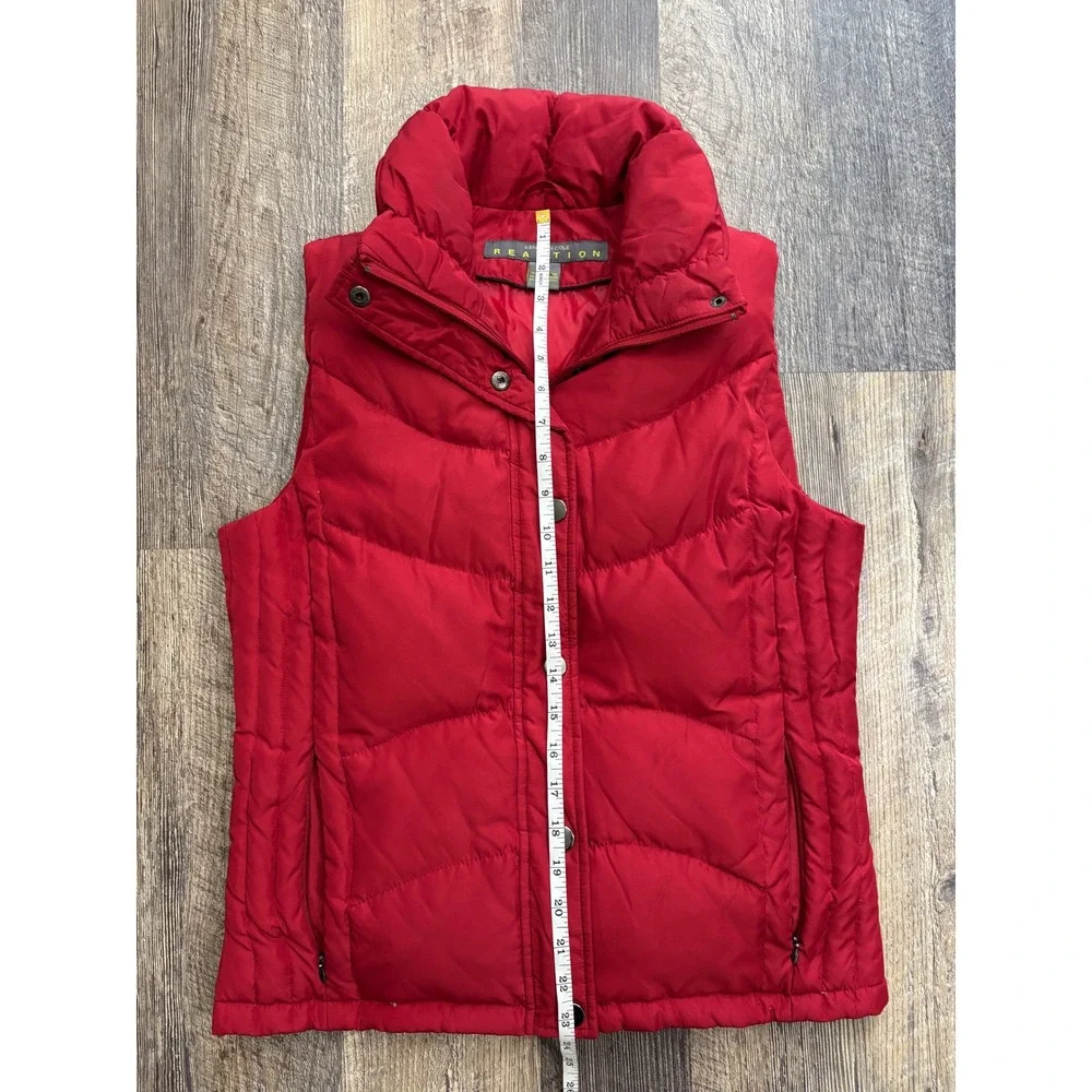 Kenneth Cole Reaction Womens Red Puffer Vest Down Feather Fill‎ Quilted Small